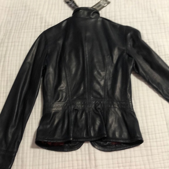 L.A.M.B. Leather Military/ Moto Jacket dark Navy - Picture 6 of 8